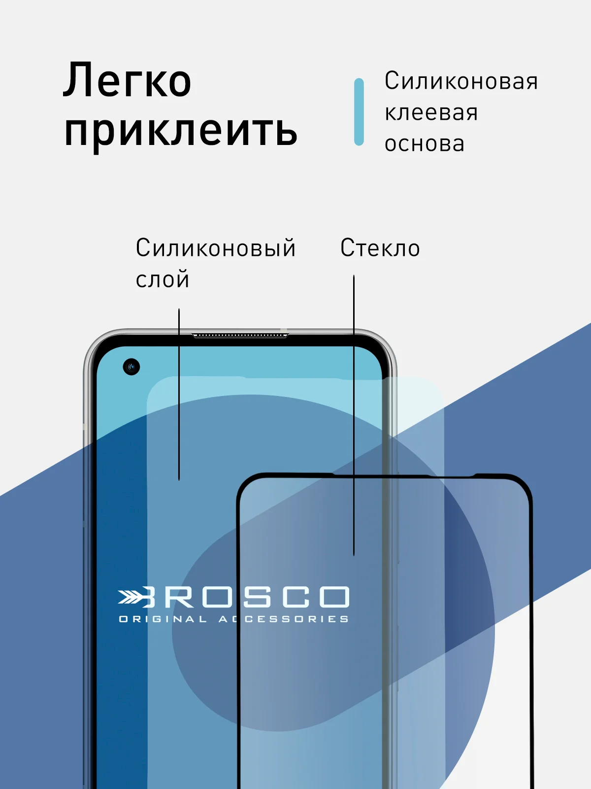 Прозрачный стекло для ASUS Zenfone 9, 10 защитное ROSCO прозрачное с олеофобным покрытием и рамкой
