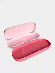 Розовый пенал школьный двухсекционный, овальной формы, размер 21,5 х 8 х 3 см