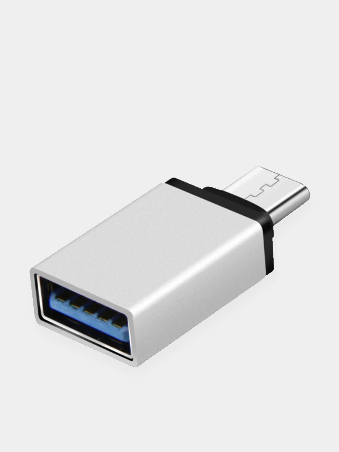 Серебряный адаптер переходник usb type c на usb otg