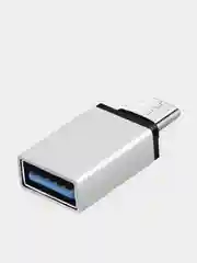 Серебряный адаптер переходник usb type c на usb otg