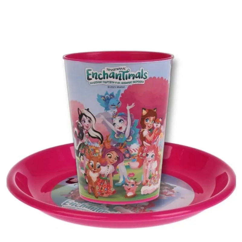 Комплект из стакана и тарелки "Enchantimals" 350 мл