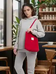 Красный женский шоппер вельветовый