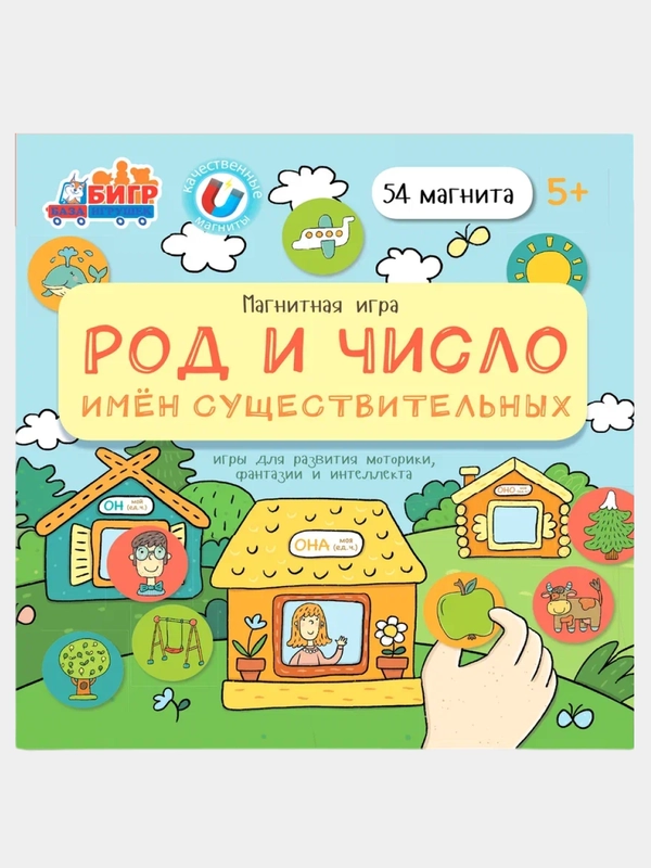 Развивающая магнитная игра Бигр "Род и число имен существительных" обучающая, УД86