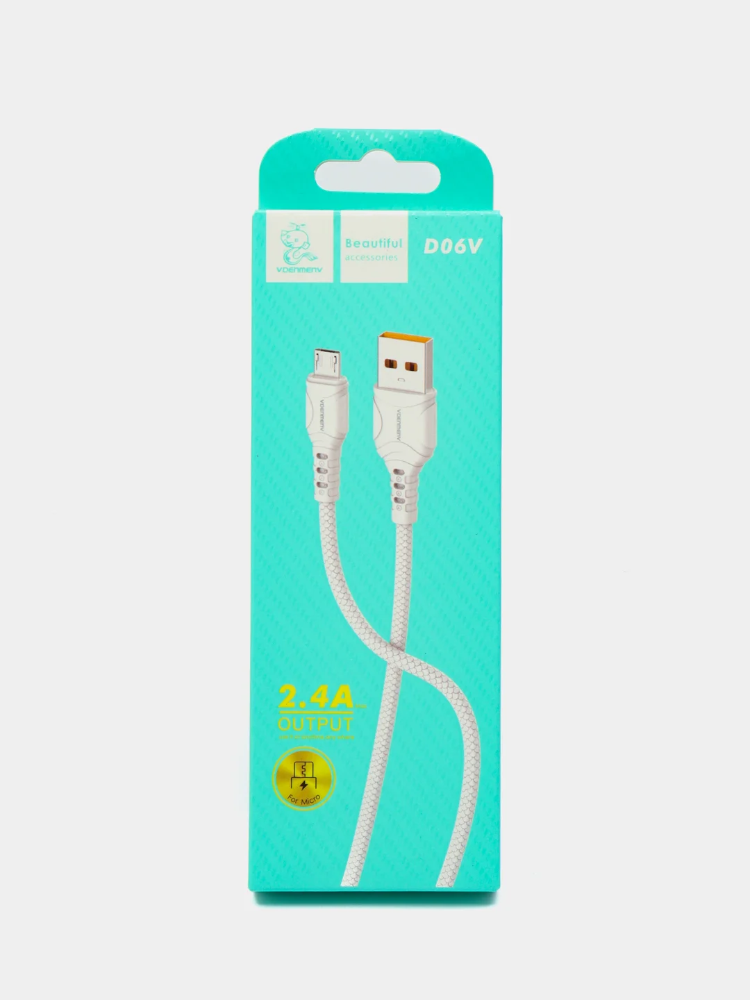 USB-кабель Denmen D06V, micro USB, 1.0 м, круглый, белый