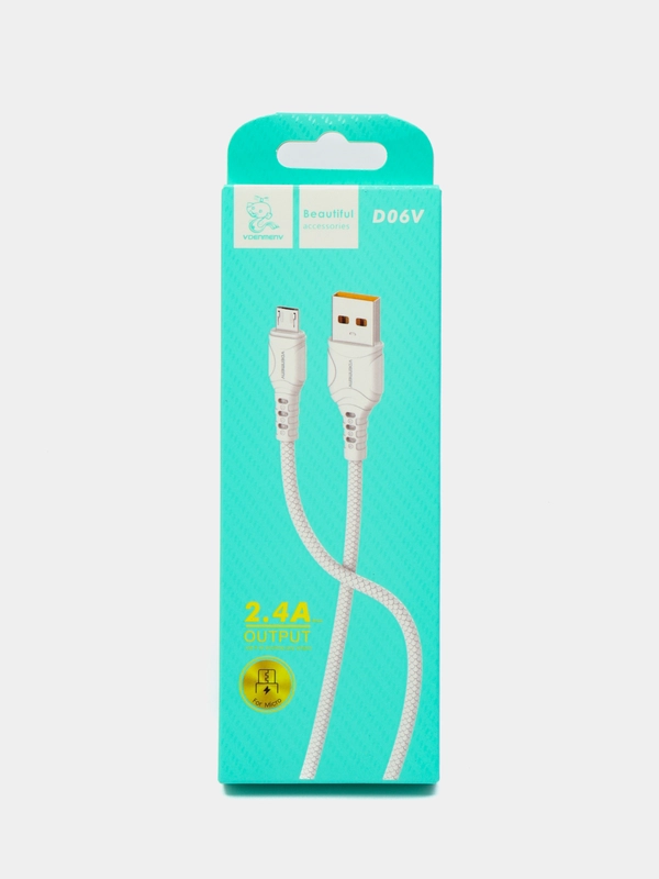 USB-кабель Denmen D06V, micro USB, 1.0 м, круглый, белый