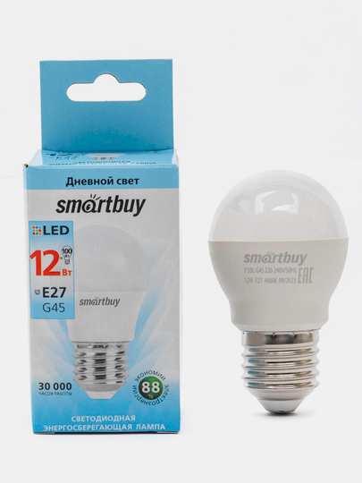 Светодиодная лампа smartbuy G45-12W/4000/E27