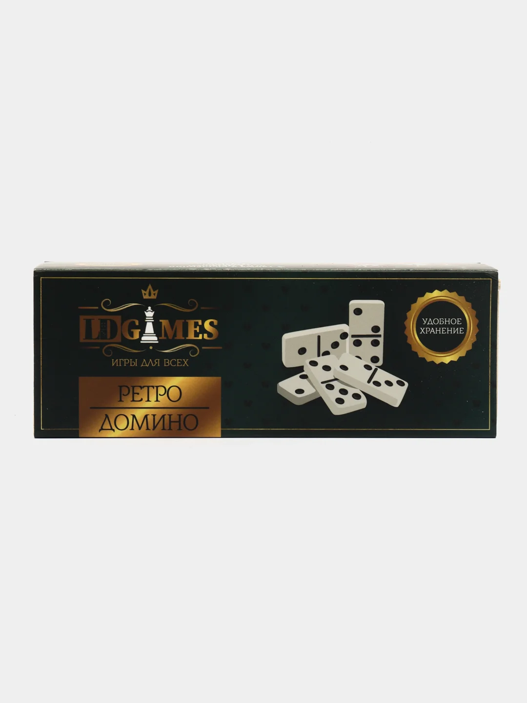 LDGames Домино пластик, в деревянном пенале 15,5х5,5см