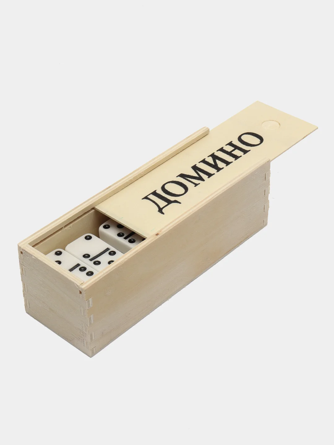 LDGames Домино пластик, в деревянном пенале 15,5х5,5см