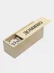 LDGames Домино пластик, в деревянном пенале 15,5х5,5см