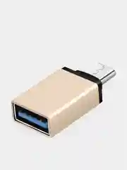 Золотой адаптер переходник usb type c на usb otg