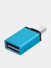 Бирюзовый адаптер переходник usb type c на usb otg