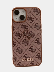 Чехол Guess PU leather iPhone 15 из экокожи коричневый