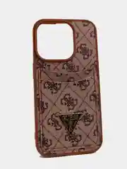 Чехол Guess PU leather iPhone 15 Pro из экокожи с картхолдером, коричневый