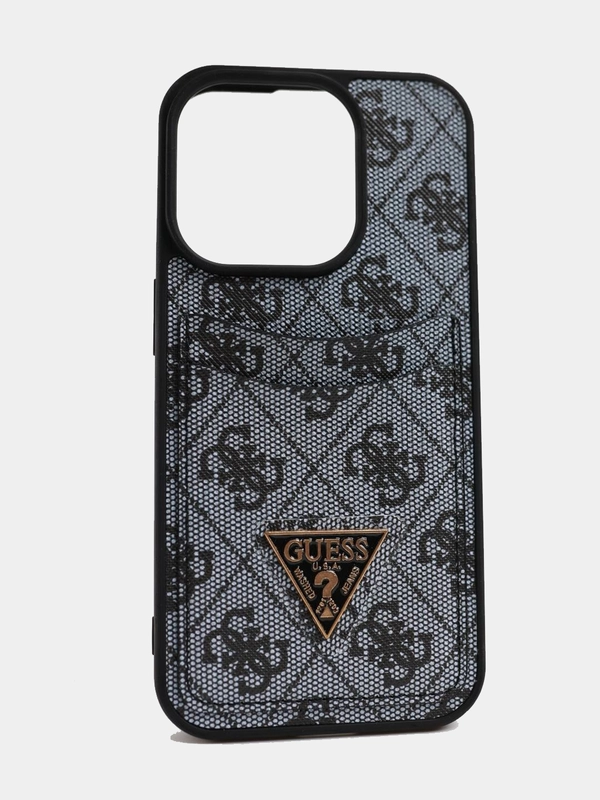 Чехол Guess PU leather iPhone 15 Pro Мах из экокожи с картхолдером, синий