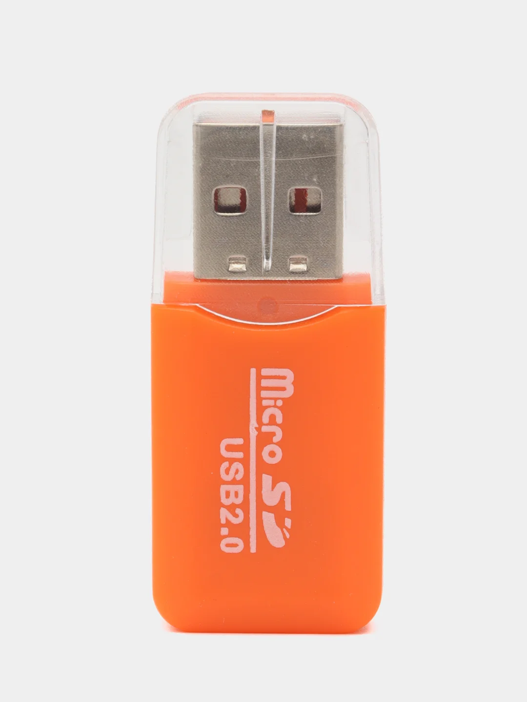 Оранжевый картридер USB - micro SD, переходник для карты памяти