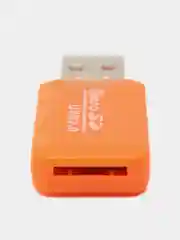 Оранжевый картридер USB - micro SD, переходник для карты памяти