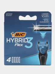 Сменные кассеты для мужской бритвы, 3 подвижных лезвия, BIC Hybrid 3 Flex, 4 шт