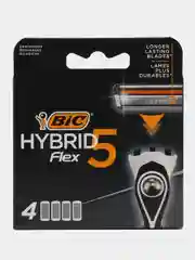 Сменные кассеты для мужской бритвы, 5 подвижных лезвий, BIC Hybrid 5 Flex, уп. 4 шт