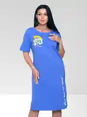 Женская хлопковая трикотажная туника, платье домашнее, с коротким рукавом