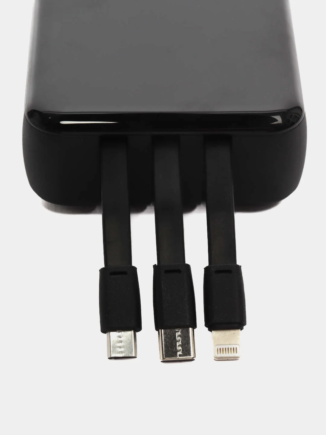 Внешний аккумулятор с всторенными кабелями зарядки Type-C / Lightning / Micro USB