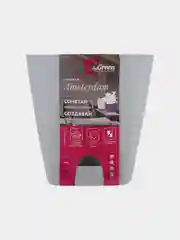 Серый металлик горшок для цветов с прикорневым поливом InGreen коллекция Amsterdam