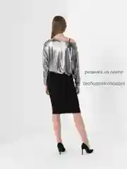 Серебряный блузка женская, единый размер 42-46