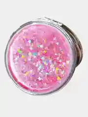 Розовый зеркало косметическое компактное, карманное, с блестками