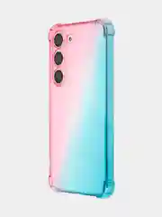 Розовый чехол для Samsung Galaxy S23 противоударный силиконовый ROSCO прозрачный, усиленные углы