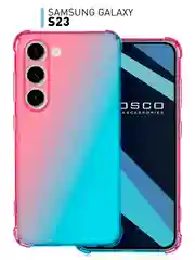 Розовый чехол для Samsung Galaxy S23 противоударный силиконовый ROSCO прозрачный, усиленные углы