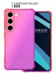 Пурпурный чехол для Samsung Galaxy S23 противоударный силиконовый ROSCO прозрачный, усиленные углы