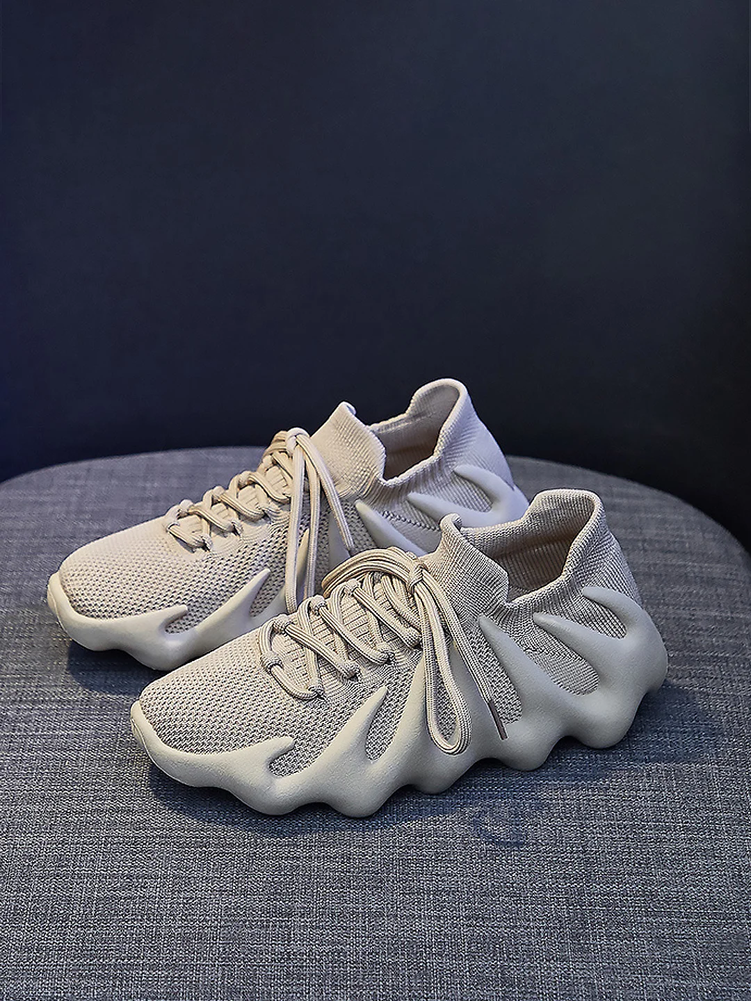 Бежевый кроссовки женские спортивные для бега, Yeezy изики кеды с толстой подошвой на осень лето