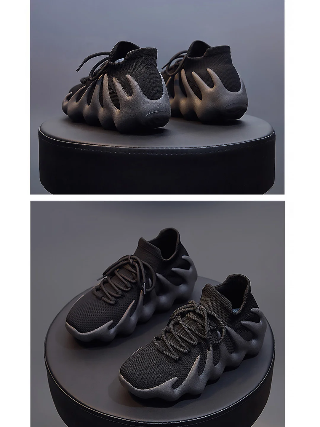 Черный кроссовки женские спортивные для бега, Yeezy изики кеды с толстой подошвой на осень лето