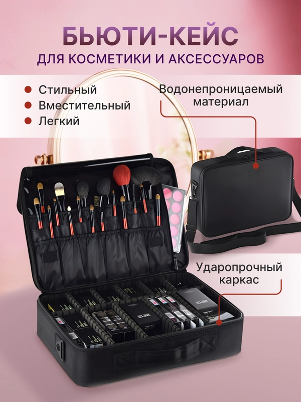 Органайзер для косметики большой, бьюти кейс для визажиста