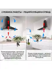Вытяжка кухонная GFGRIL GF-HD100PB, 60 см, 450 м3/h, 140 Вт, 5 скоростей, цвет - черный