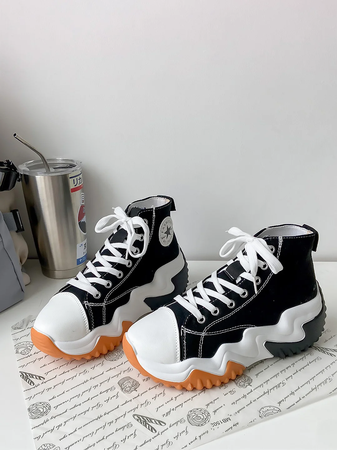 Черный кеды женские Converse на высокой платформе, кроссовки конверсы на осень с высокой подошвой