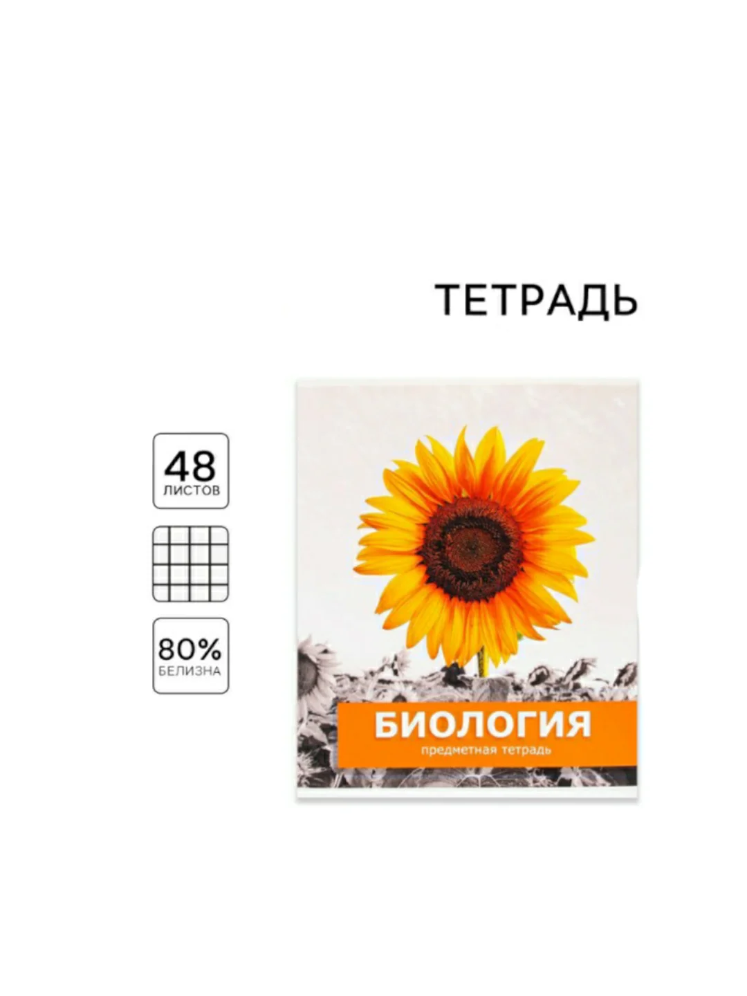 Светло-оранжевый тетрадь предметная общая 48 листов в клетку со справочном материалом