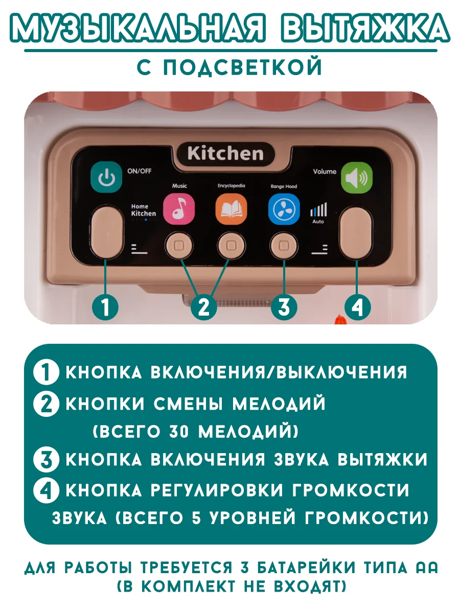 Кухня детская с водой, паром, светом и звуком