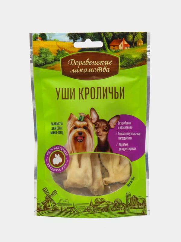 Деревенские лакомства для собак Мини Уши кроличьи 0,015 кг 79711397