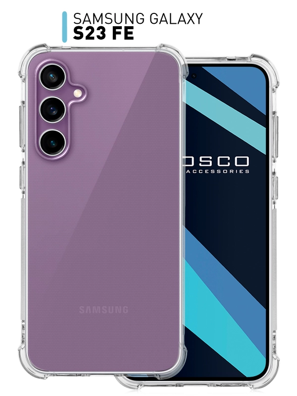 Чехол для Samsung Galaxy S23 FE противоударный силиконовый ROSCO прозрачный усиленные углы