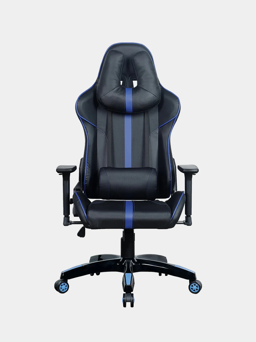 Кресло компьютерное BRABIX GT Carbon GM-120, две подушки, экокожа, черное/синее, 531930