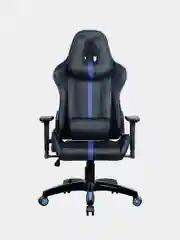 Кресло компьютерное BRABIX GT Carbon GM-120, две подушки, экокожа, черное/синее, 531930