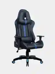 Кресло компьютерное BRABIX GT Carbon GM-120, две подушки, экокожа, черное/синее, 531930