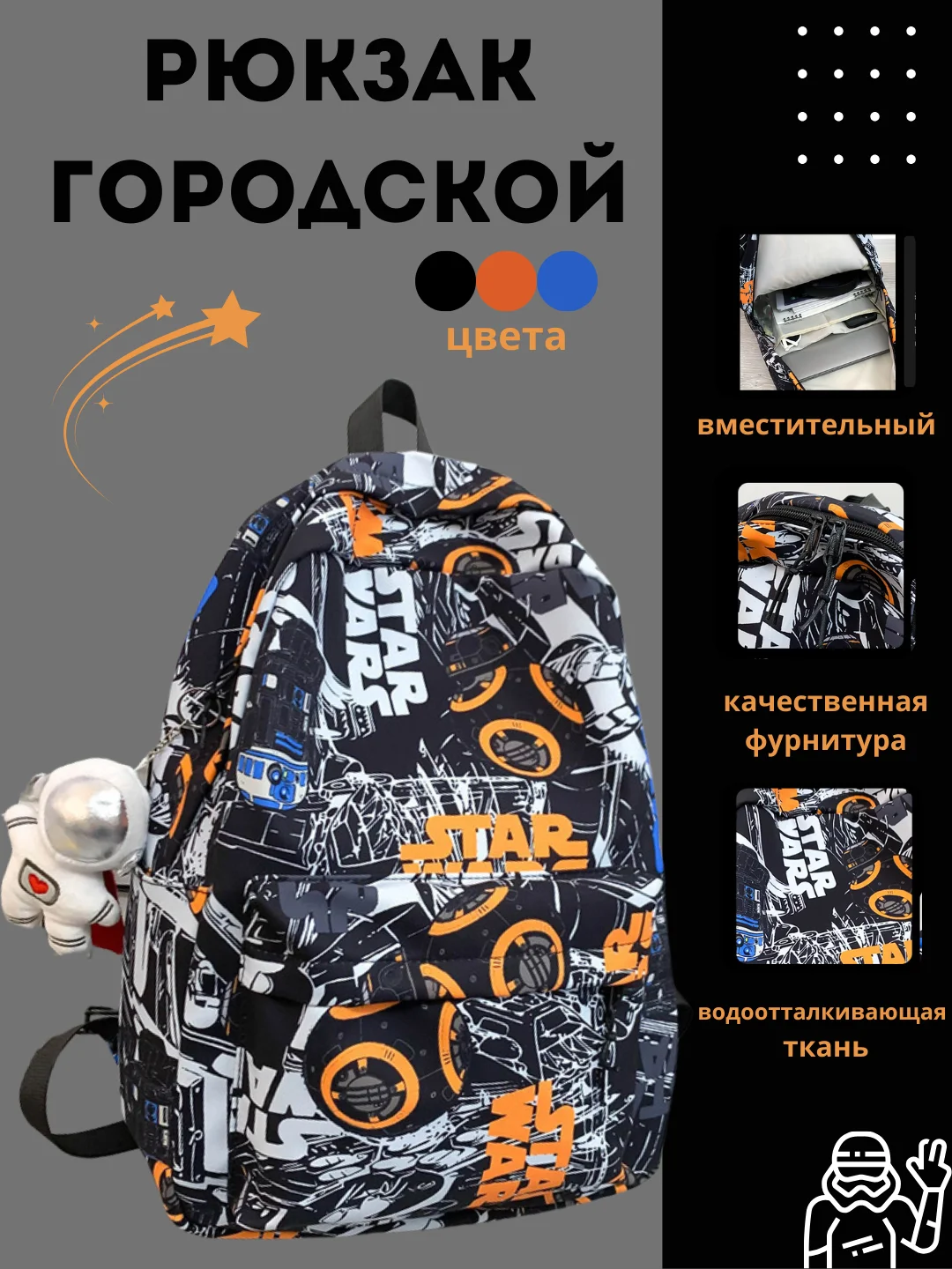Оранжевый рюкзак городской, базовый для путешествий