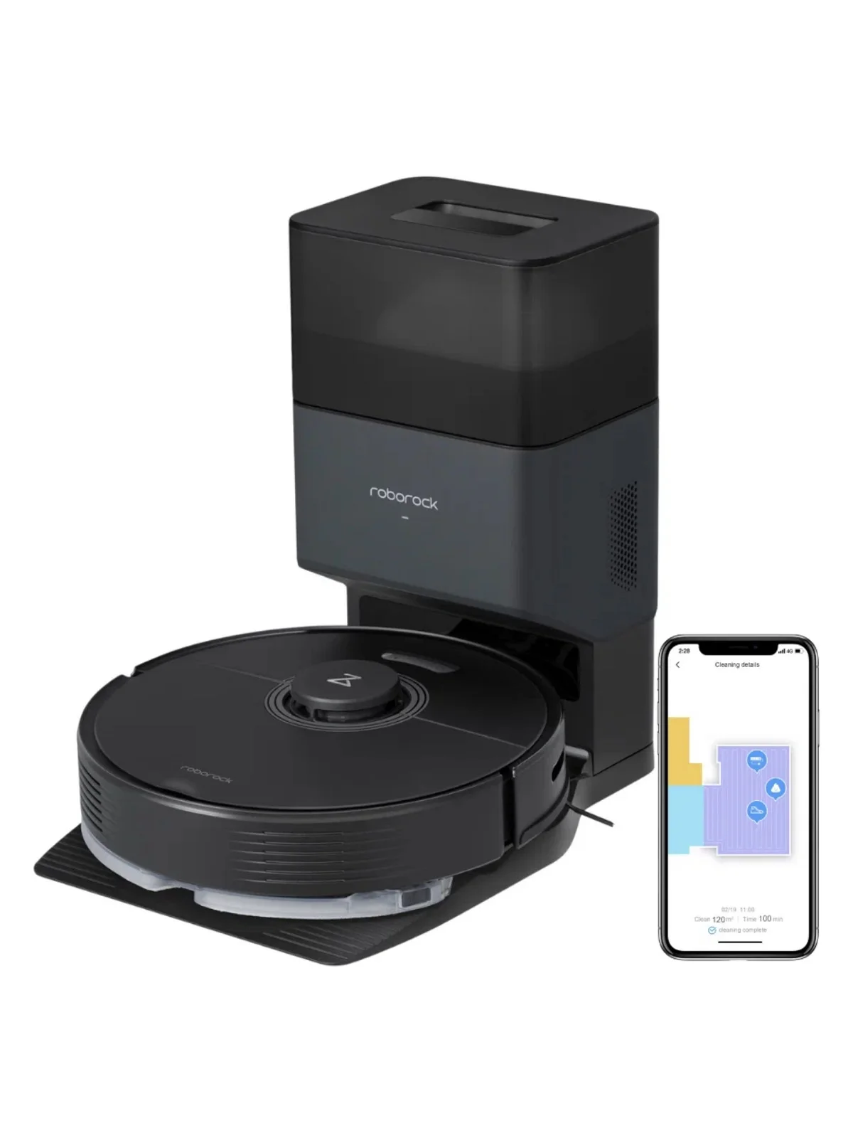 Черный робот-пылесос Roborock Q7 Max Plus со станцией самоочистки (EU/Global version)