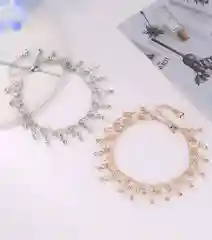 Серебряный анклет-браслет, на ногу, винтажный, со стразами