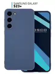 Синий чехол для Samsung Galaxy S23+, S23 Plus силиконовый ROSCO матовый c бортиком защитой камер