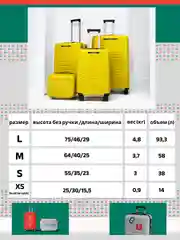 Желтый чемодан на колесах, ударопрочный, облегченный из полипропилена