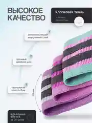 Набор резинок ленточных, тканевых, для фитнеса и спорта, различной нагрузки, 3 штуки