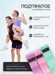Набор резинок ленточных, тканевых, для фитнеса и спорта, различной нагрузки, 3 штуки