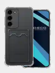 Прозрачный чехол для Samsung Galaxy S23 Plus противоударный силиконовый ROSCO с карманом для карт